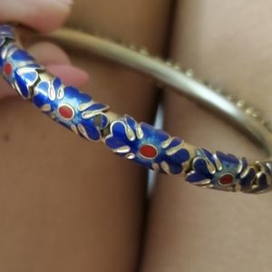 Vintage decorative enamel w/ gold tone bangle